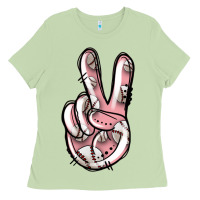 Matcha baseball peace sign Ladies Tee - Jasminsmagicworld
