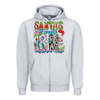Heather Grey Santa's Favorite RN Registered Nurse Zipper Hoodie - CowhideDigitalArt