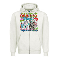 Oatmeal Heather Santa's Favorite RN Registered Nurse Zipper Hoodie - CowhideDigitalArt