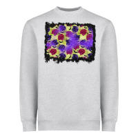 Heather Grey halloween bat and roses background Heavyweight Sweatshirt - BundleAndBundleShop