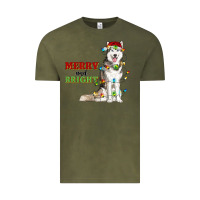 Vintage Olive Merry And Bright Husky Vintage Tee - RanaPortraitStore