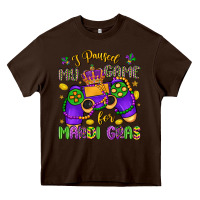 Chocolate Brown i paused my game for mardi gras Heavy Core Tee - LillyAllenDesigns
