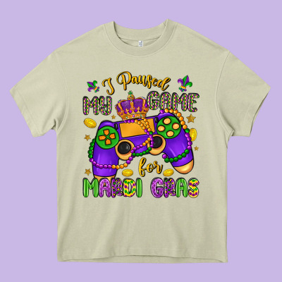 I Paused My Game For Mardi Gras Heavy Core Tee Designed By Lillyallendesigns