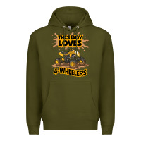 Army Green Kids Atv Outfit 4 Wheeler Mudding Gift- Boys Four Wheeler Premium Hoodie - minhPixels
