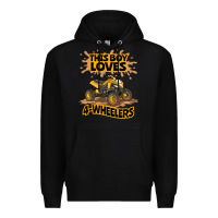 Black Kids Atv Outfit 4 Wheeler Mudding Gift- Boys Four Wheeler Premium Hoodie - minhPixels