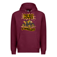 Burgundy Kids Atv Outfit 4 Wheeler Mudding Gift- Boys Four Wheeler Premium Hoodie - minhPixels