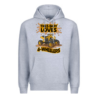 Heather Grey Kids Atv Outfit 4 Wheeler Mudding Gift- Boys Four Wheeler Premium Hoodie - minhPixels