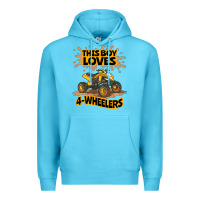 Ocean Blue Kids Atv Outfit 4 Wheeler Mudding Gift- Boys Four Wheeler Premium Hoodie - minhPixels