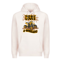 Pale Pink Kids Atv Outfit 4 Wheeler Mudding Gift- Boys Four Wheeler Premium Hoodie - minhPixels