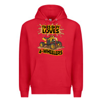 Red Kids Atv Outfit 4 Wheeler Mudding Gift- Boys Four Wheeler Premium Hoodie - minhPixels