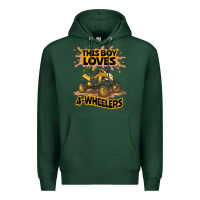 Sports Green Kids Atv Outfit 4 Wheeler Mudding Gift- Boys Four Wheeler Premium Hoodie - minhPixels
