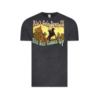 Vintage Black Ain't goin down til the sun comes up Cowboy Vintage Tee - HowdyJamesFarm