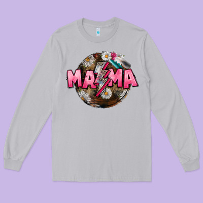 Mama Lightning Bolt Mother's Day Long Sleeve Tee Designed By Cowgirlartshop