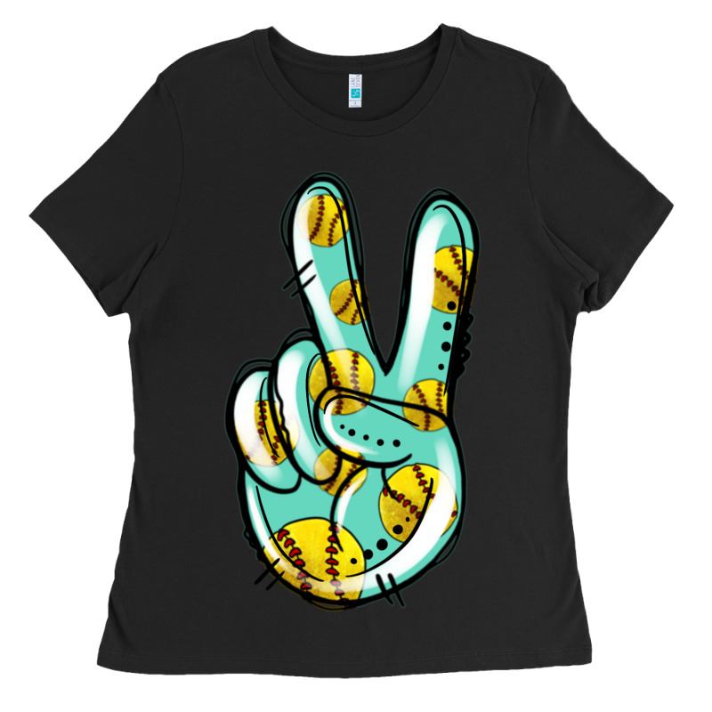 Softball Peace Sign Ladies Tee by Jasminsmagicworld | Teevron
