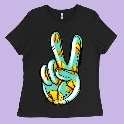 Softball Peace Sign Ladies Tee Designed By Jasminsmagicworld