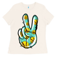Bone softball peace sign Ladies Tee - Jasminsmagicworld