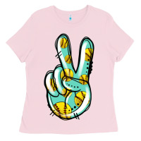 Bubblegum Pink softball peace sign Ladies Tee - Jasminsmagicworld