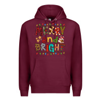 Burgundy Merry And Bright Premium Hoodie - FaDigitalArtStudio