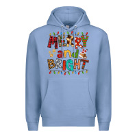 Colony Blue Merry And Bright Premium Hoodie - FaDigitalArtStudio