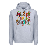 Heather Grey Merry And Bright Premium Hoodie - FaDigitalArtStudio