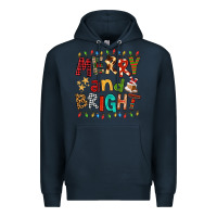 Navy Merry And Bright Premium Hoodie - FaDigitalArtStudio