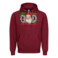 Burgundy with god all things are possible santa Zipper Hoodie - CowhideDigitalArt