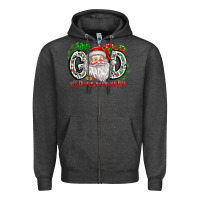 Charcoal Heather with god all things are possible santa Zipper Hoodie - CowhideDigitalArt