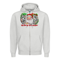 Dove Grey with god all things are possible santa Zipper Hoodie - CowhideDigitalArt