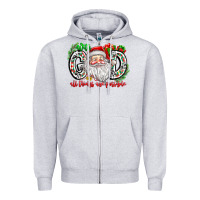 Heather Grey with god all things are possible santa Zipper Hoodie - CowhideDigitalArt