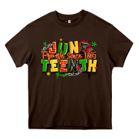 Chocolate Brown juneteenth free ish since 1865 Heavy Core Tee - LillyAllenDesigns