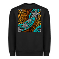 Black tiger turquoise glitter and stars seamless pattern Heavyweight Sweatshirt - BundleAndBundleShop