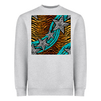 Heather Grey tiger turquoise glitter and stars seamless pattern Heavyweight Sweatshirt - BundleAndBundleShop