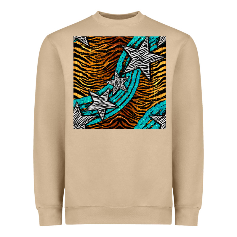 Tiger Turquoise Glitter And Stars Seamless Pattern Heavyweight Sweatshirt by BundleAndBundleShop | Teevron