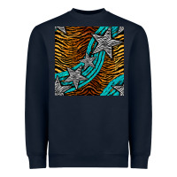 Navy tiger turquoise glitter and stars seamless pattern Heavyweight Sweatshirt - BundleAndBundleShop