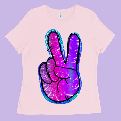 Mermaid Peace Sign Ladies Tee Designed By Jasminsmagicworld