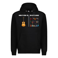 Black Guitars How it Started How It's Going Guitar Players Funny Premium Hoodie - minhPixels