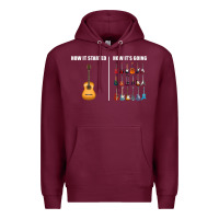 Burgundy Guitars How it Started How It's Going Guitar Players Funny Premium Hoodie - minhPixels