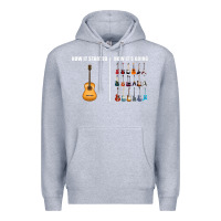 Heather Grey Guitars How it Started How It's Going Guitar Players Funny Premium Hoodie - minhPixels