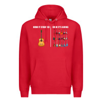 Red Guitars How it Started How It's Going Guitar Players Funny Premium Hoodie - minhPixels