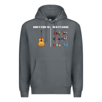 Rock Guitars How it Started How It's Going Guitar Players Funny Premium Hoodie - minhPixels