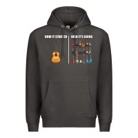 Smoke Guitars How it Started How It's Going Guitar Players Funny Premium Hoodie - minhPixels