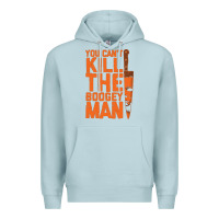 Blue Mist oogeyman halloween horror distressed quote orange Premium Hoodie - minhPixels