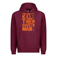 Burgundy oogeyman halloween horror distressed quote orange Premium Hoodie - minhPixels