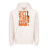 Pale Pink oogeyman halloween horror distressed quote orange Premium Hoodie - minhPixels