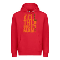 Red oogeyman halloween horror distressed quote orange Premium Hoodie - minhPixels