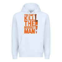 White oogeyman halloween horror distressed quote orange Premium Hoodie - minhPixels
