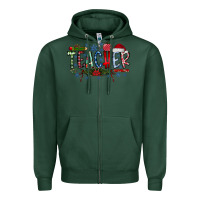 Sports Green Teacher Christmas Zipper Hoodie - CowhideDigitalArt