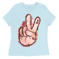 Baby Blue Floral Argyle Peace Sign Ladies Tee - Jasminsmagicworld