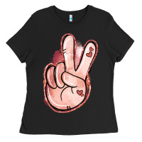 Black Floral Argyle Peace Sign Ladies Tee - Jasminsmagicworld