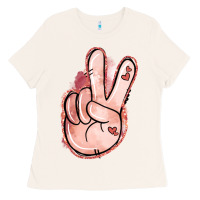 Bone Floral Argyle Peace Sign Ladies Tee - Jasminsmagicworld